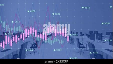 The coastline of a large city, with data processing taking place over a grid network Stock Photo