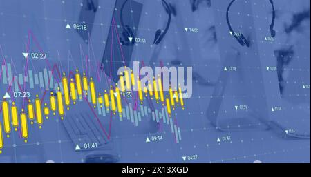 Image of financial data processing over computers Stock Photo