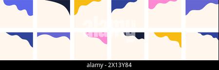 Collection of diverse shapes designed for header or footer use on square posts or websites. Decorative element for creative design in a simple vector Stock Vector