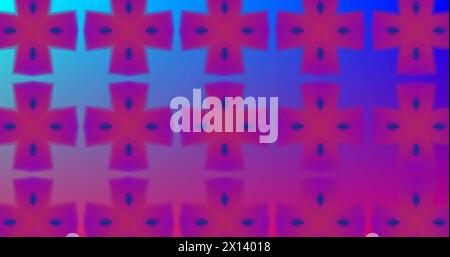 Image of kaleidoscopic colourful red, blue and purple square shapes moving hypnotically in a seamles Stock Photo