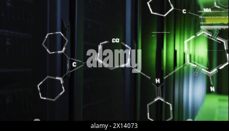 Image of scientific data processing over computer servers Stock Photo