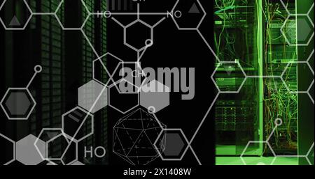 Image of scientific data processing over computer servers Stock Photo