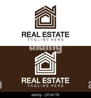 Real Estate Logo Vector. Logo Design Template for Property Real Estate Illustration with House Icon line minimalist concept Stock Vector
