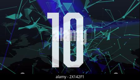 Image of countdown over plexus network against world map on black background Stock Photo