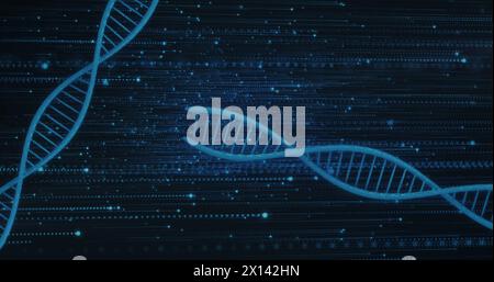 Image of dna strands with data processing Stock Photo