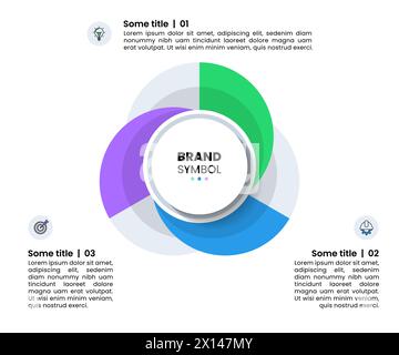 Infographic template with icons and 3 options or steps. Abstract circle. Can be used for workflow layout, diagram, banner, webdesign. Vector illustrat Stock Vector
