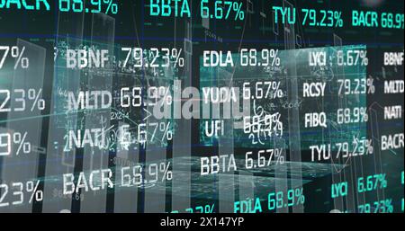 Image of digital screens over data processing Stock Photo