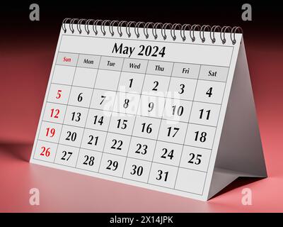 May 2024 calendar. One page of annual business desk monthly calendar in spring Stock Photo