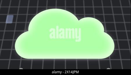 Image of cloud icon and digital screens over binary coding Stock Photo