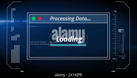 Image of data processing text over screen Stock Photo