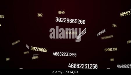 Image of numbers and data processing over black background Stock Photo