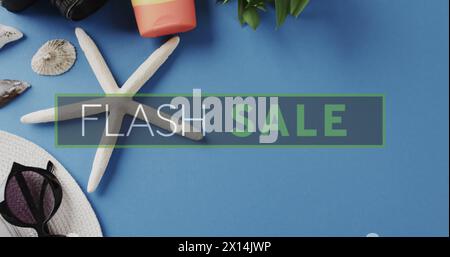 Image of flash sale text over memorabilia Stock Photo
