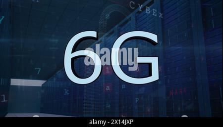 Image of 6g text data processing over computer servers Stock Photo