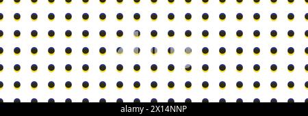 Seamless polka dot pattern. Risograph effect. Vector illustration with small black and yellow dots on a white backdrop. Creative grid texture round Stock Vector