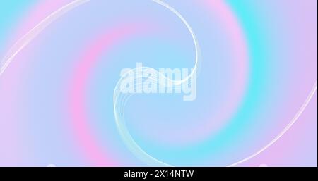 Image of network of connections with data transfer over pastel multi coloured background Stock Photo