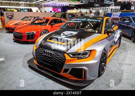Audi RS3 LMS MTM Tuning sports car at the 87th Geneva International Motor Show. Switzerland - March 8, 2017. Stock Photo