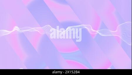 Image of network of connections with data transfer over pastel multi coloured background Stock Photo