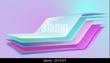 Image of pink to blue gradient layers waving over gradient background Stock Photo