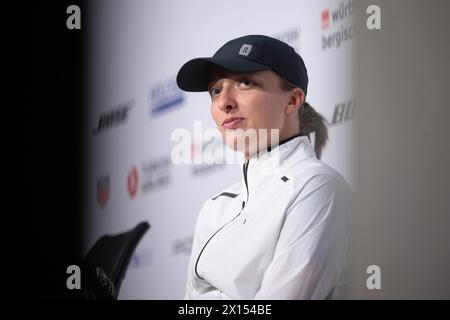 Stuttgart, Germany. 15th Apr, 2024. Tennis: WTA Tour - Stuttgart. Iga Swiatek (Poland) takes part in a press conference. Credit: Marijan Murat/dpa/Alamy Live News Stock Photo