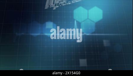 Image of high score text over grid and data processing Stock Photo