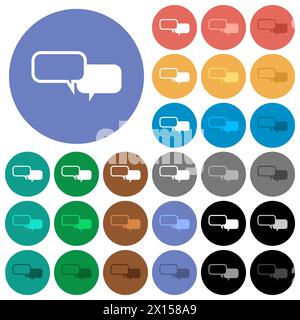 Chat bubbles multi colored flat icons on round backgrounds. Included white, light and dark icon variations for hover and active status effects, and bo Stock Vector