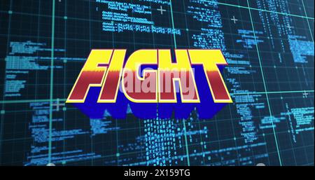 Image of fight over data processing on navy background Stock Photo