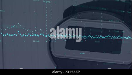 Image of financial data processing over payment terminal Stock Photo