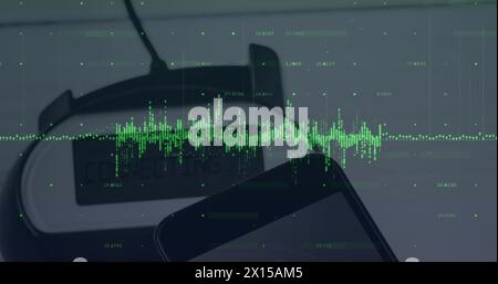 Image of financial data processing over payment terminal Stock Photo