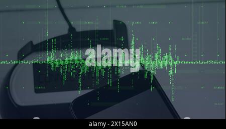 Image of financial data processing over payment terminal Stock Photo