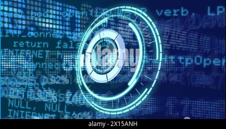 Image of scope scanning over financial data processing Stock Photo
