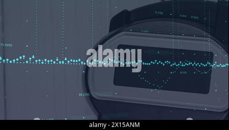Image of financial data processing over payment terminal Stock Photo