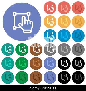 Visual editing outline multi colored flat icons on round backgrounds. Included white, light and dark icon variations for hover and active status effec Stock Vector