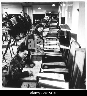 Clerks at the ATS Records Office in Winchester process and verify enrolment forms for auxiliary personnel. Stock Photo
