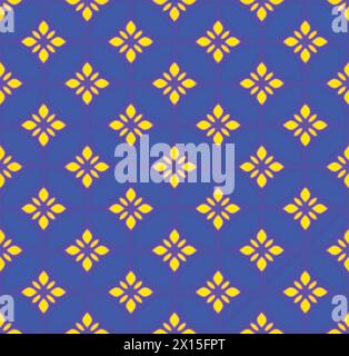 seamless pattern with blue background and yellow shapes Stock Vector