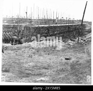 SPECIAL ASSIGNMENT FOR TN. 5 - View of A.2 unit in the dry dock at Barking. Contractors - Cockrane & Co British Army Stock Photo