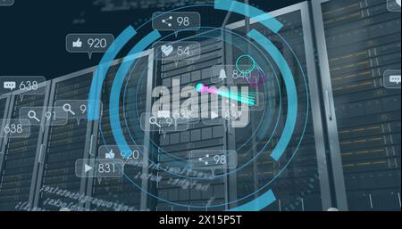 Image of scope scanning and data processing over globe Stock Photo