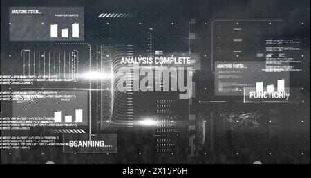 Image of data processing over black background Stock Photo
