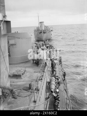 HMS HERMIONE REFUELLING IN THE ATLANTIC FROM THE TANKER RFA DINGLEDALE ...