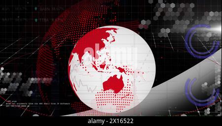 Image of data processing over globe Stock Photo