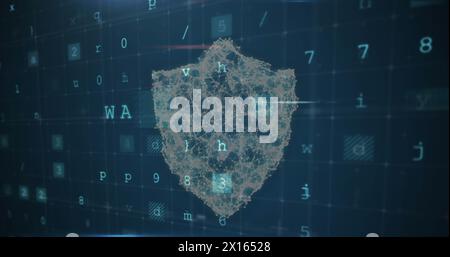 Image of shield over data processing Stock Photo