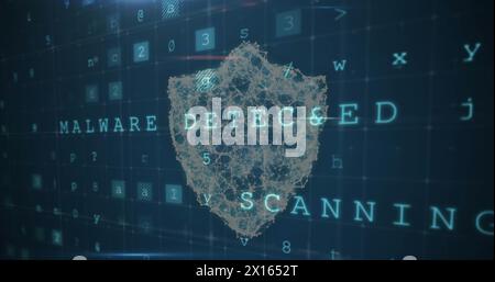 Image of shield over data processing Stock Photo