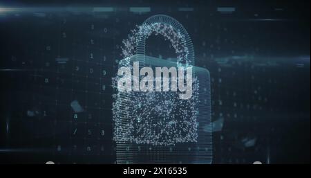 Image of padlock over data processing Stock Photo