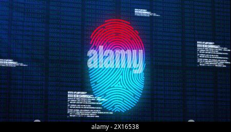 Image of fingerprint over data processing Stock Photo