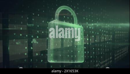 Image of padlock over data processing Stock Photo