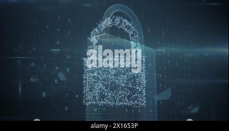 Image of padlock over data processing Stock Photo