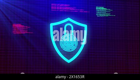 Image of padlock over data processing Stock Photo