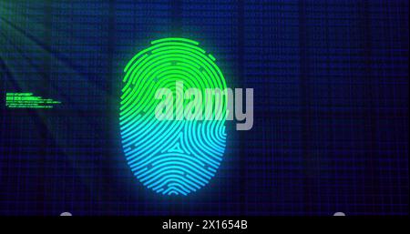 Image of fingerprint over data processing Stock Photo