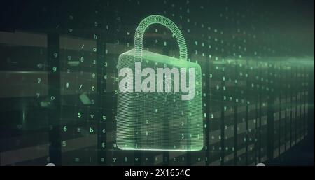 Image of padlock over data processing Stock Photo