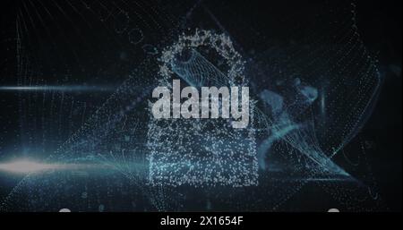 Image of padlock over data processing Stock Photo