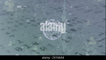 Image of globe, binary coding with networks of connections Stock Photo
